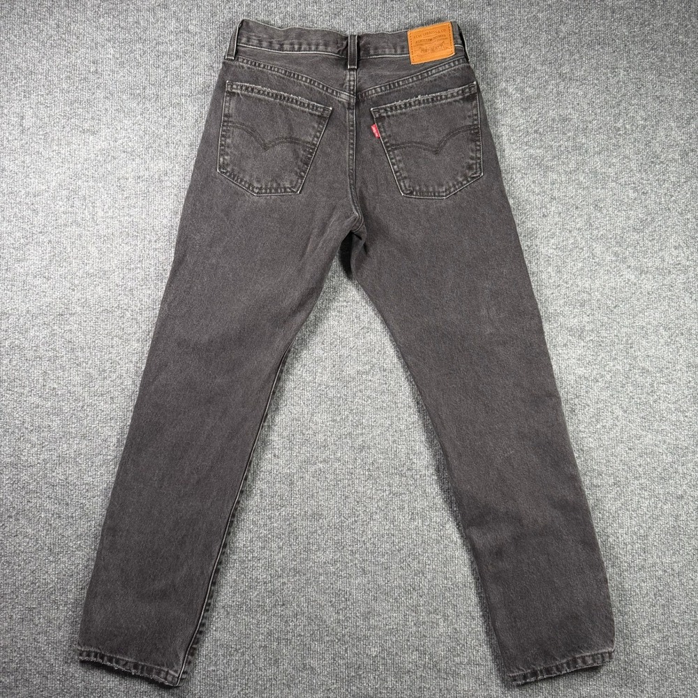Levi's Middy Straight Jeans Womens 26 Black Premium Faded Distressed Denim